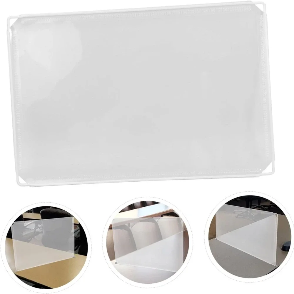 Desk Divider Privacy Screen Frosted Plastic‎ White Metal Frame 18x12 Inch